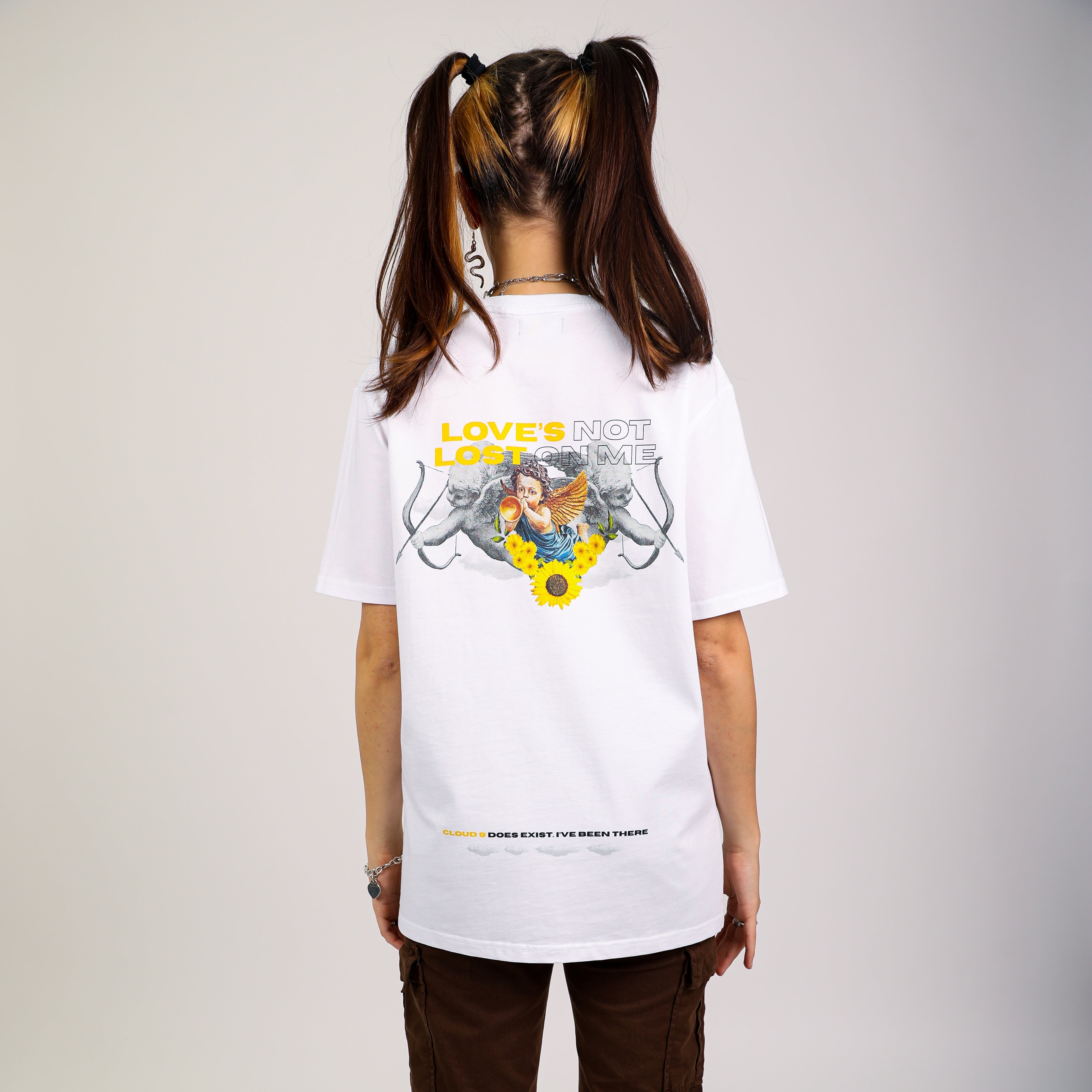 Back Graphic Design Love Lost White Heavy Cotton Oversized Tee