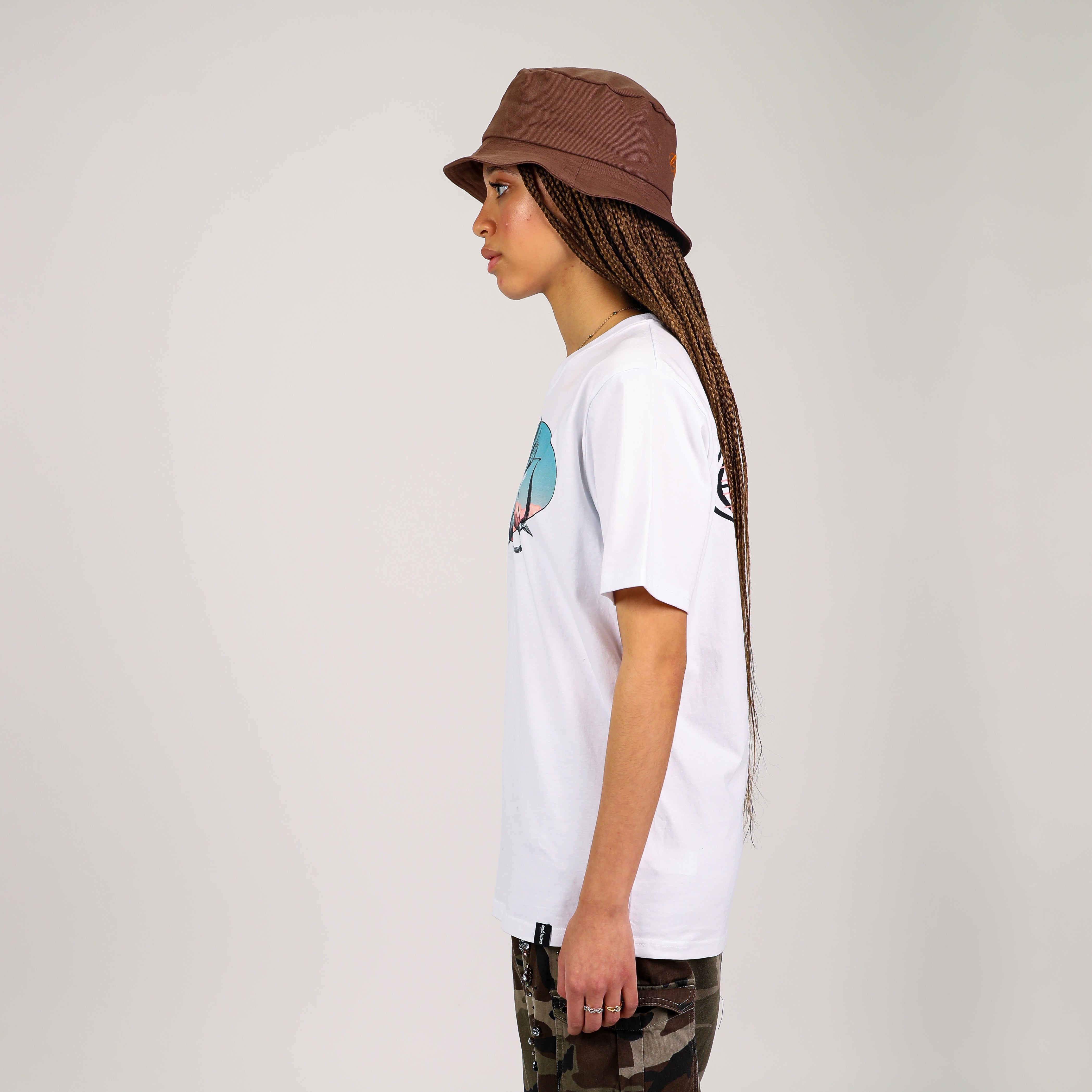Side view of ‘In the Heart' White Heavy Cotton Oversized Tee