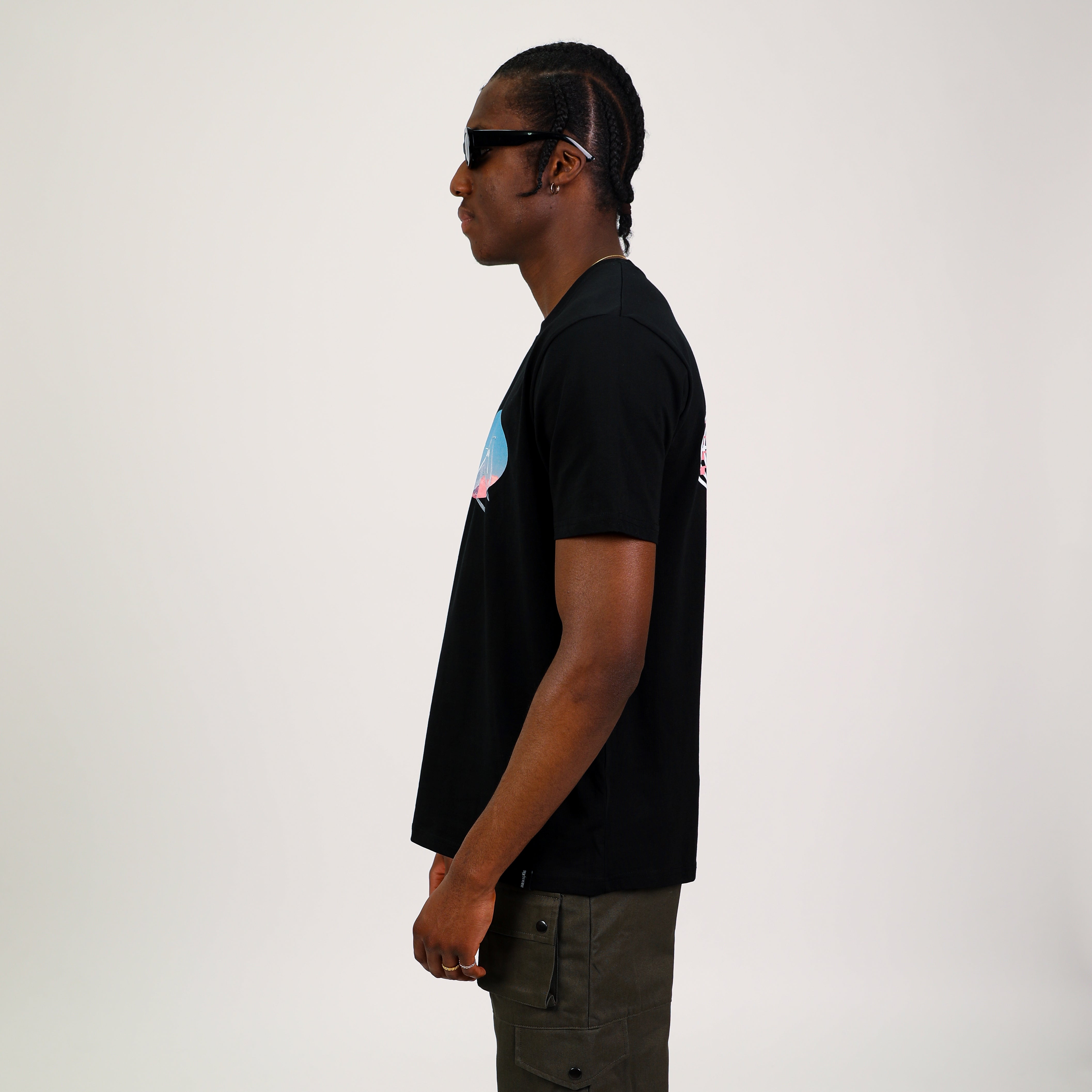 Side view of ‘In the Heart' Black Heavy Cotton Oversized Tee