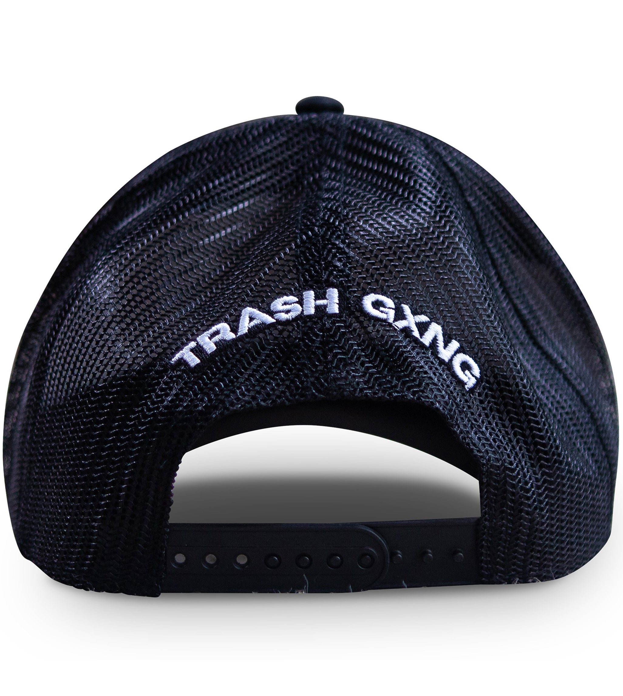 Back view of Camo Mesh Snapback Hat - embroidery and breathable mesh panel