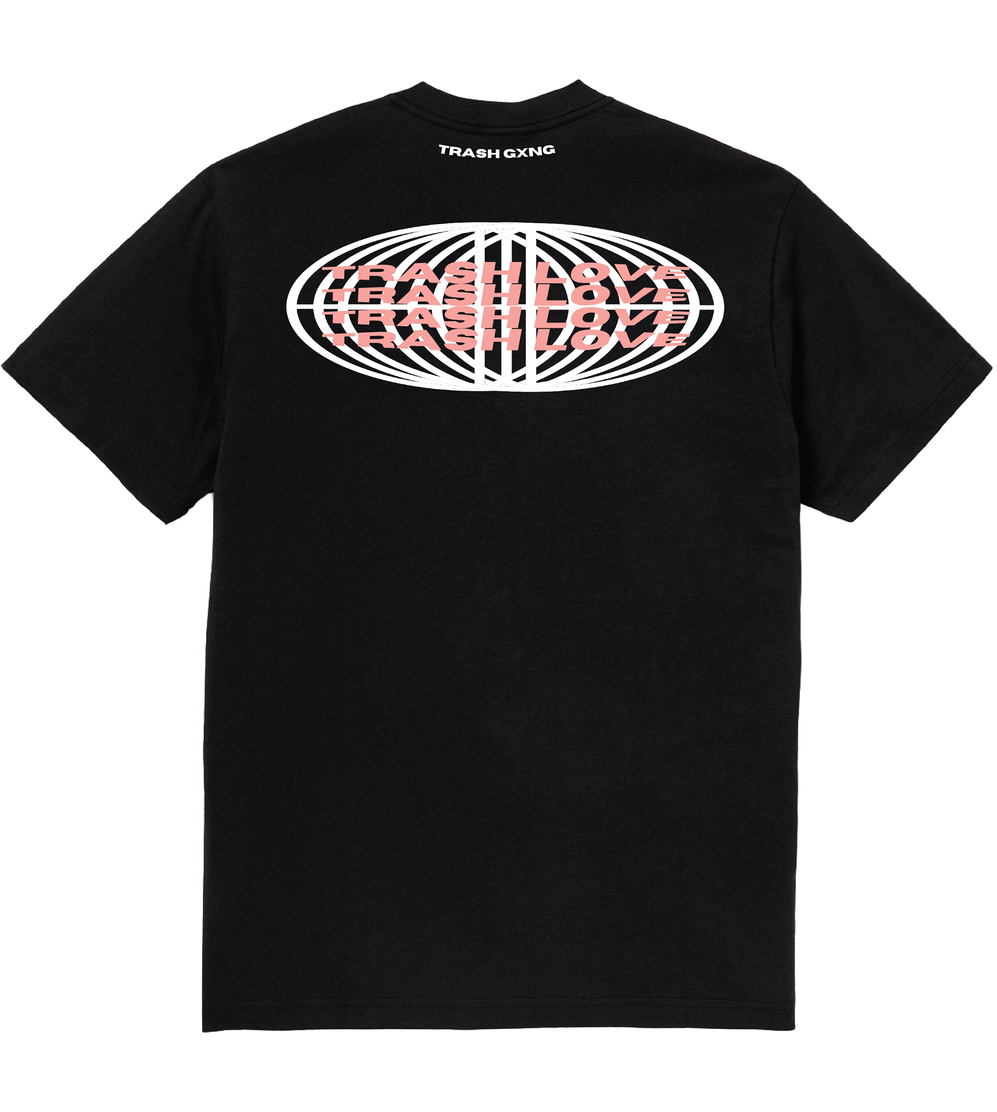 Back view of 'In the Heart' Black Heavy Cotton Oversized Tee showing graphic design
