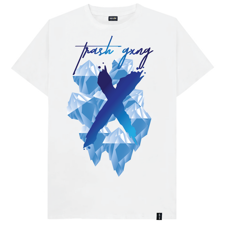 Deep blue iceberg t-shirt front graphic design