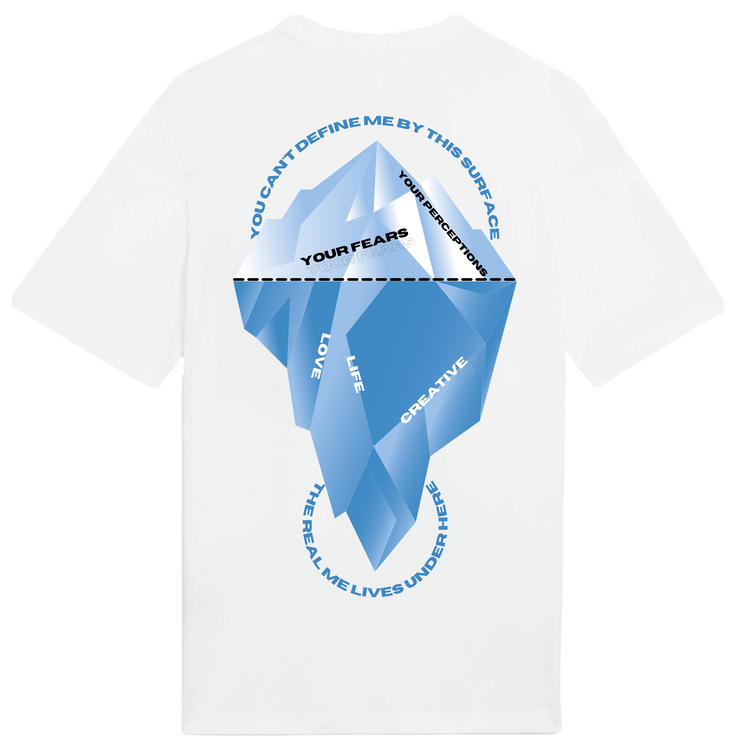 Deep blue iceberg t-shirt back graphic design