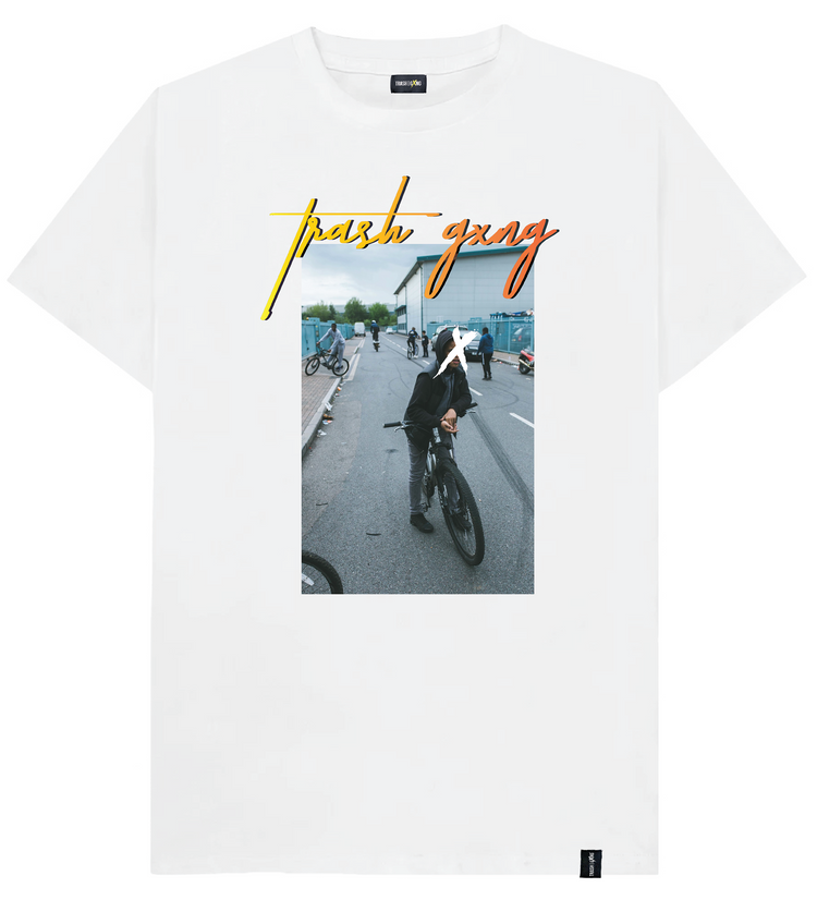 Front view of London Vice X Yellow Reflective Tee with unique London riders print and reflective 'X'
